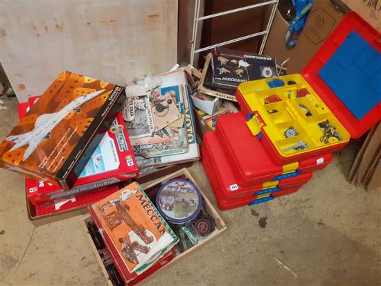 A collection of vintage and modern Meccano sets and loose Meccano,